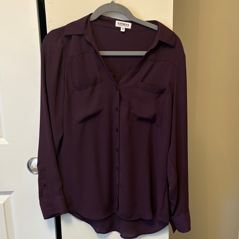 Express Women's Deep Purple Button Down Shirt